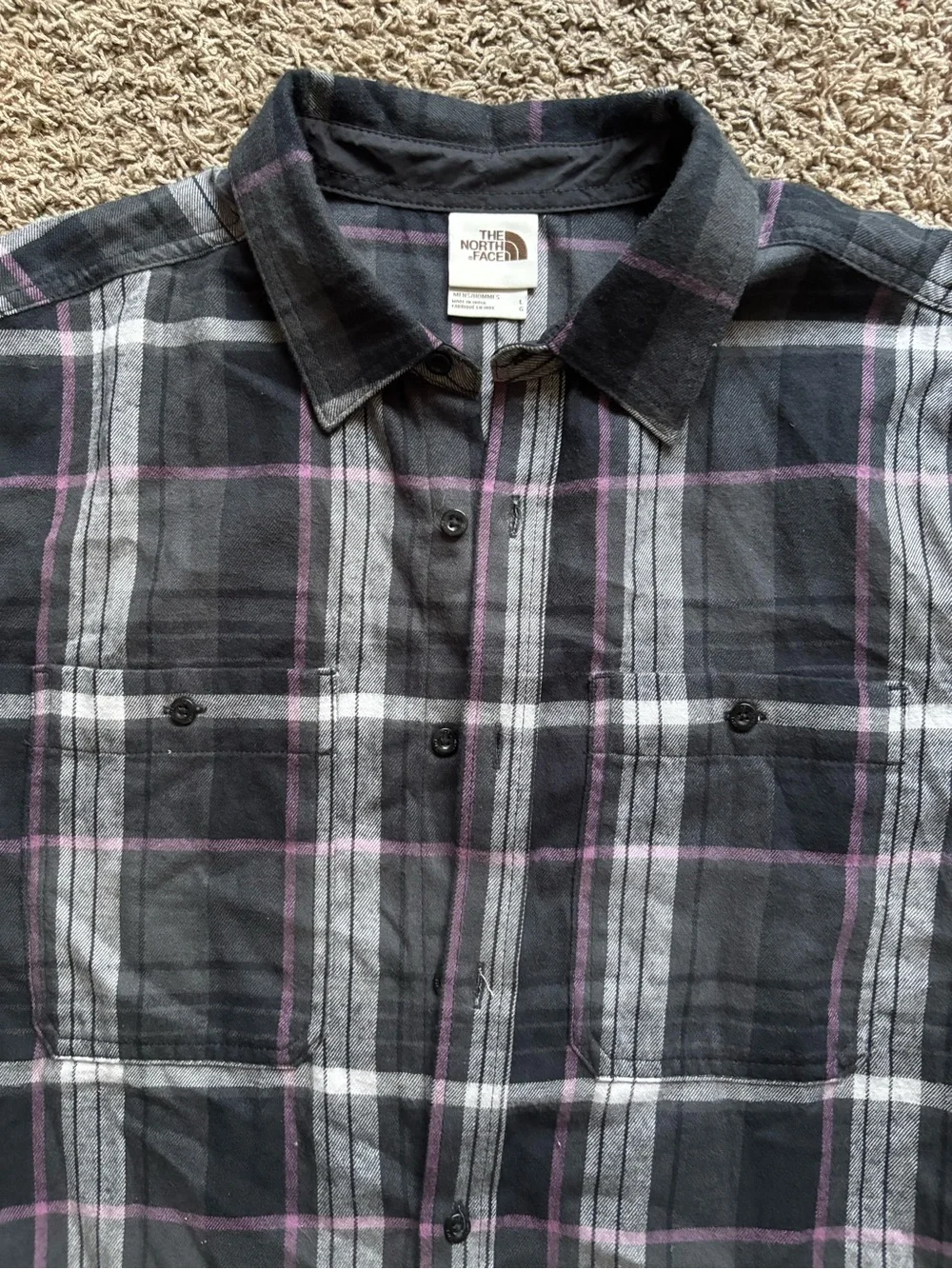 The North Face Men's Gray Plaid Button-Up flannel shirt